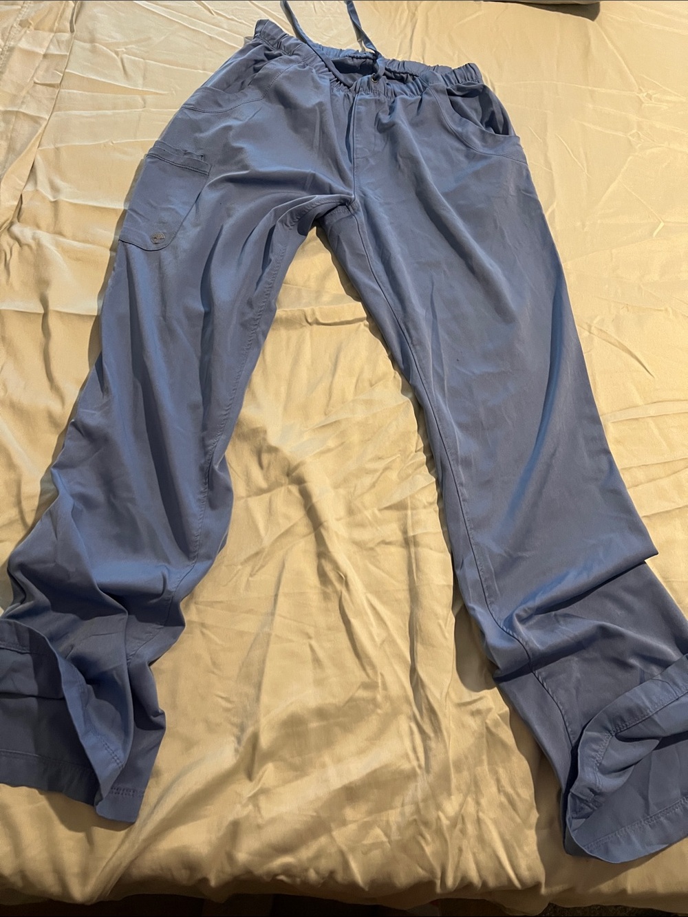 Light Blue Utility Drawstring Scrub Pants